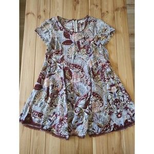 silence and noise tunic top Paisley Floral Boho Mini Dress Raw Hem Hippie Small